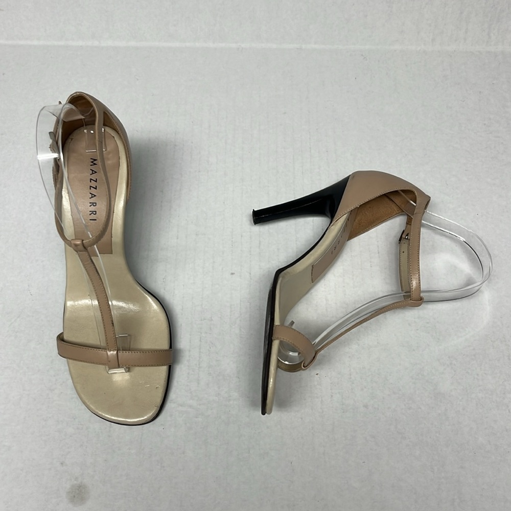 Nude square toe T-Strap leather stiletto heel Sandals 36 minimalistic capsule - Picture 4 of 15